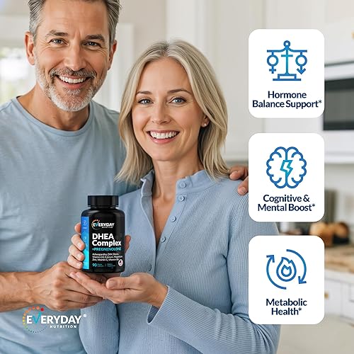 Miniatura 6 de DHEA - Complejo micronizado de 200 mg con pregnenolona Suplemento de 100 mg para hombres y mujeres con Ashwagandha, DIM, magnesio, boro, calcio,
