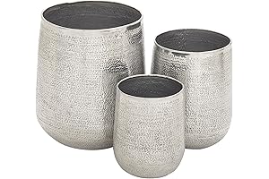 BrillIANT Aluminum Planter: Deco 79 Benzara 22135 Set of 3