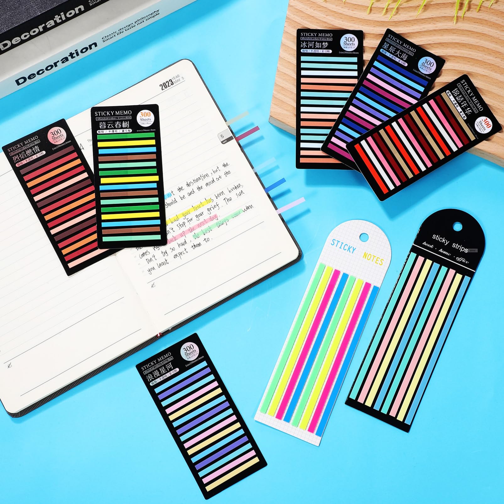 Tofficu 5 Sätze Index-aufkleber Buchmarker Buchmarkierungen Klebestreifen Für Bücher Klebrige Indexregisterkarten Das Etikett Highlighter Tape Klebrig Seitenmarkierungen Papier 8 Packs*5