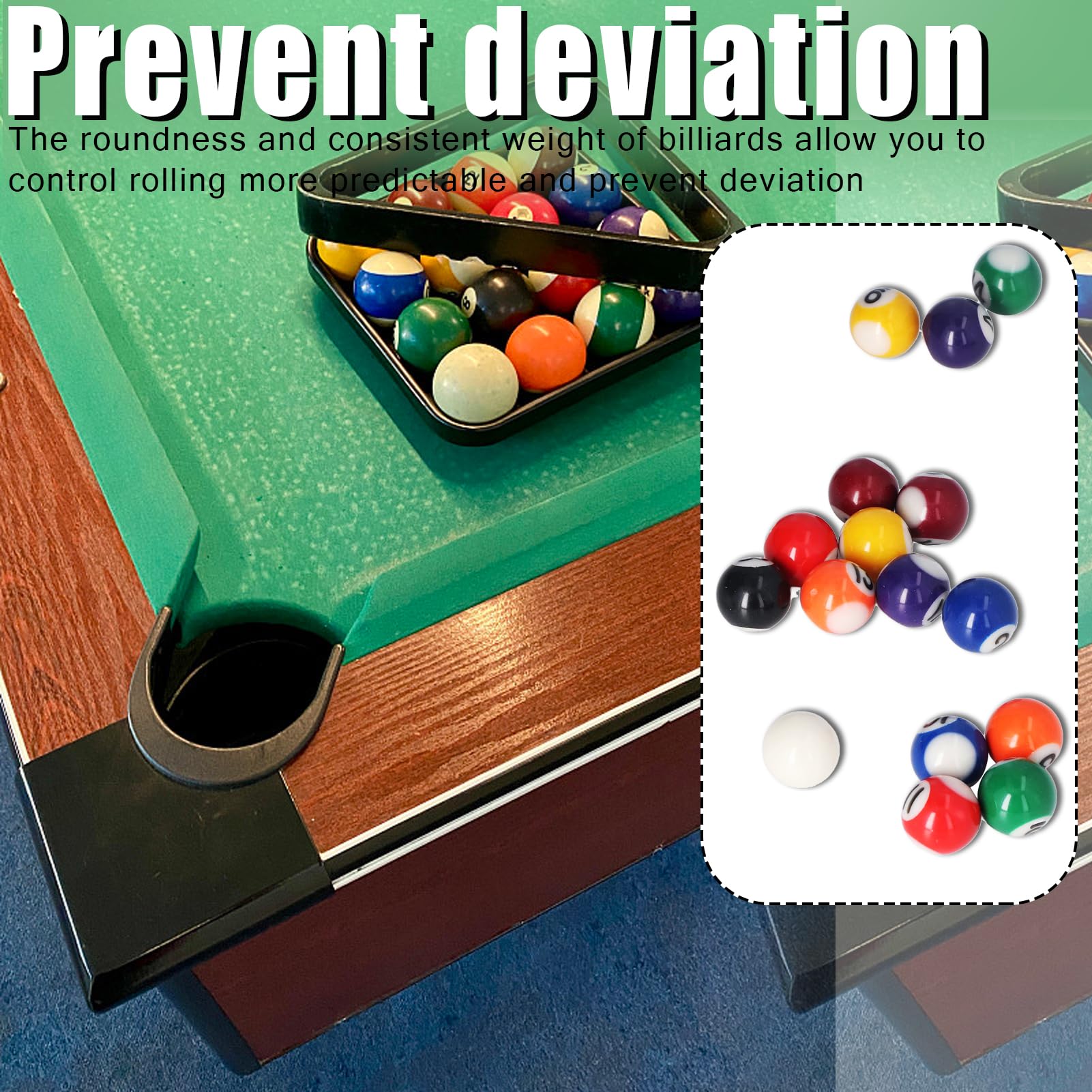 Set Mini Biliardo Americano con 16 Palline da 25mm in Resina per Tavolo da Gioco
