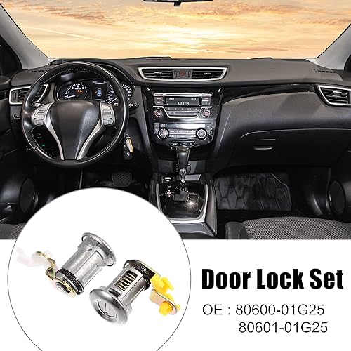 Miniatura 2 de X AUTOHAUX 1 par de cerraduras de puerta izquierda derecha con llave para Nissan Pickup 1984-1998 cilindro de bloqueo de puerta lateral del pasajero