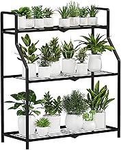 Bamworld Iron Plant Stand Indoor and Outdoor Plant Stand Balcony Plant Stand Outdoor Pot Holder with 3 Shelves Sturdy and Durable Design