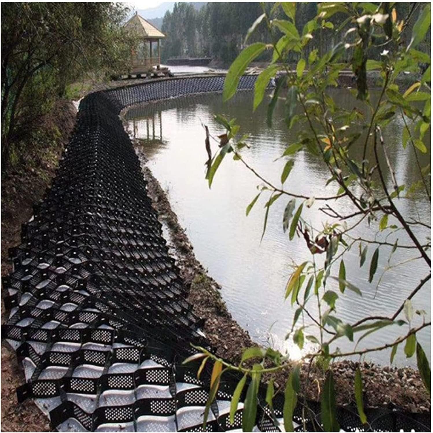 ガーデンヤードパティオ、ポリエチレンハニカムジオセル浸透性ペーバー、排水穴付きのスケーラブルな折りたたみ式ジオグリッドのグランドグリ