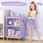 SYKIARIOL Cute Nightstand Side Table, 3-Tier End Table with Hanging Basket and 4 Hooks,Kid Night Stand Bedside Table,Narrow Sofa Table for Living Room,Bedroom,Dorm,Office,Purple
