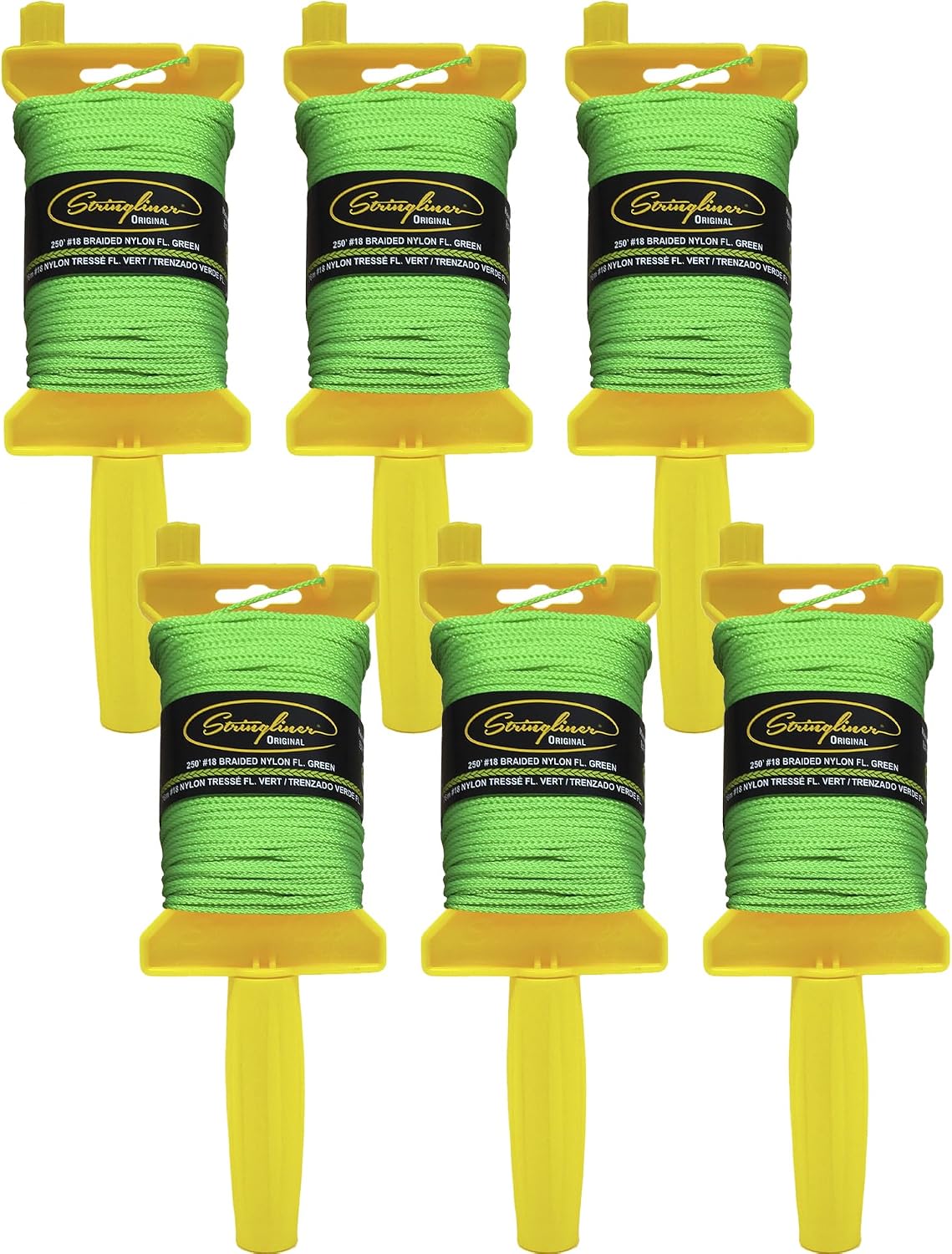 11168 Original Mason’s Line Reels – 100′. Stringliner® Original BRAIDED FL GREEN 100'. (6 Pack)