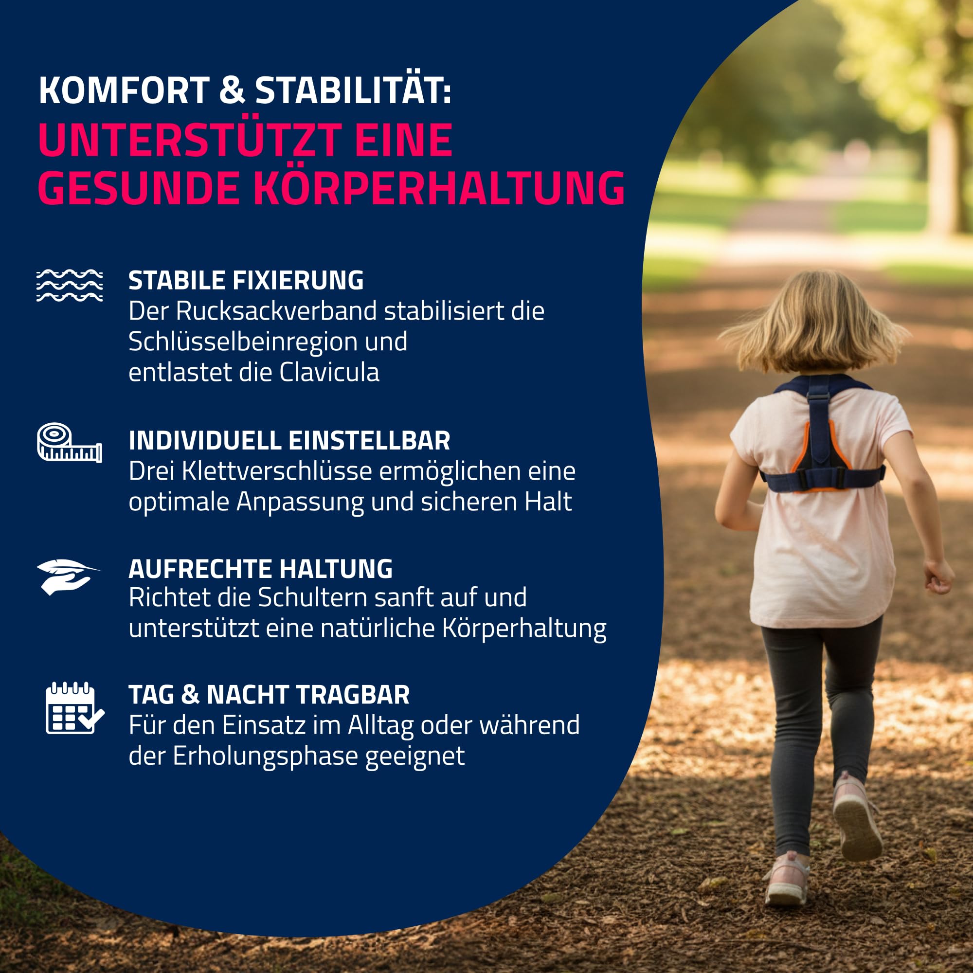 Seeger Rücken Geradehalter & Haltungskorrektur – Rückenstützgürtel für Kinder, Schultergurt Haltungskorrektur für geraden Rücken, Clavicula Bandage, verstellbar, Made in Germany