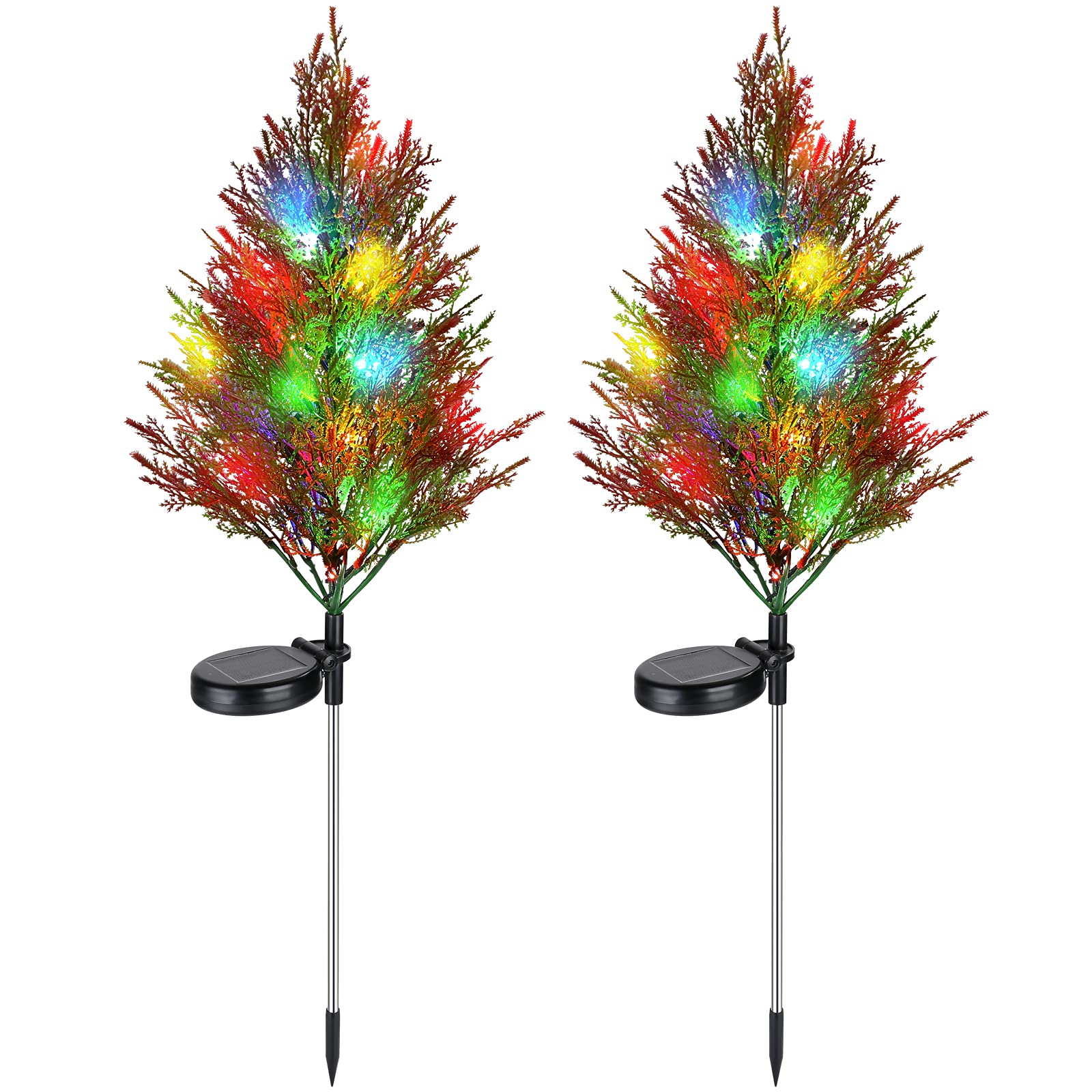 TOMENGBEI Solar Christmas Lights Outdoor, Waterproof Solar Garden Lights for Christmas Decorations, 12 LEDs Solar Powered Lights for Outdoor, Yard, Pathway, Patio, Garden Decoration (2 Pack)