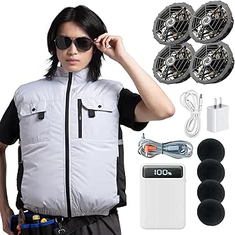 Hon&Guan] ファン付きベスト 空調ベスト 4ファン 体感-15℃ 最強爆風