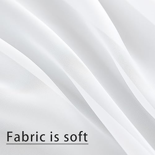 Miniatura 3 de Karseteli 2 paneles de cortinas semitransparentes de gasa blanca de 96 pulgadas de largo, con bolsillo para cortinero, tratamiento de ventana para