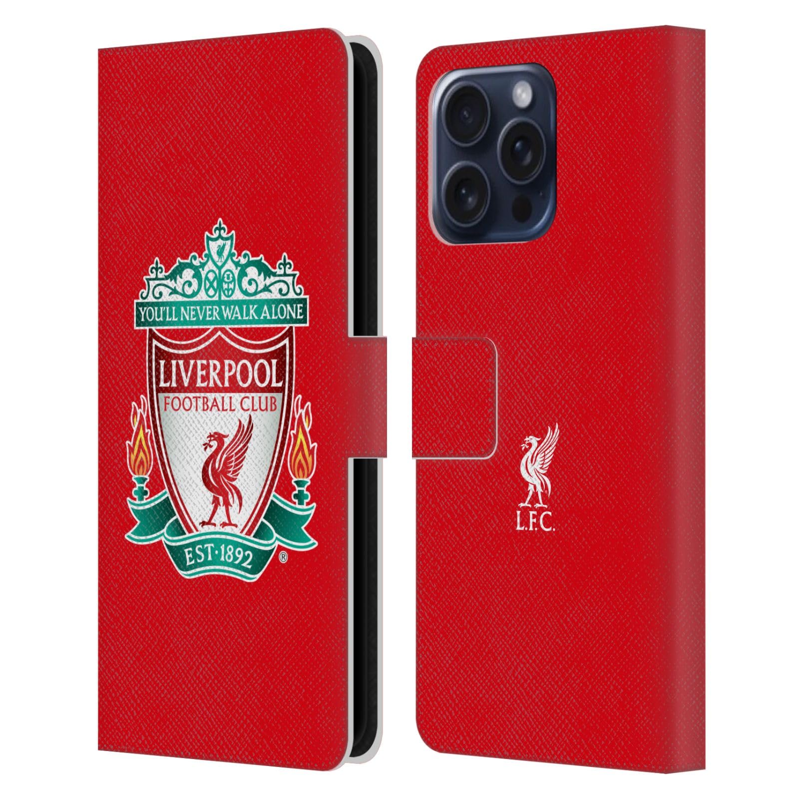 Head Case Designs Officially Licensed Liverpool Football Club Red 1 Crest 1 Leather Wallet Case Compatible With Apple iPhone 16 Pro Max โ image 1