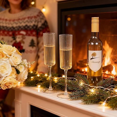 Miniatura 2 de Paquete de 36 copas de champán de plástico transparente, copas de champán desechables acanaladas de 6 onzas, copas de mimosa vintage transparentes