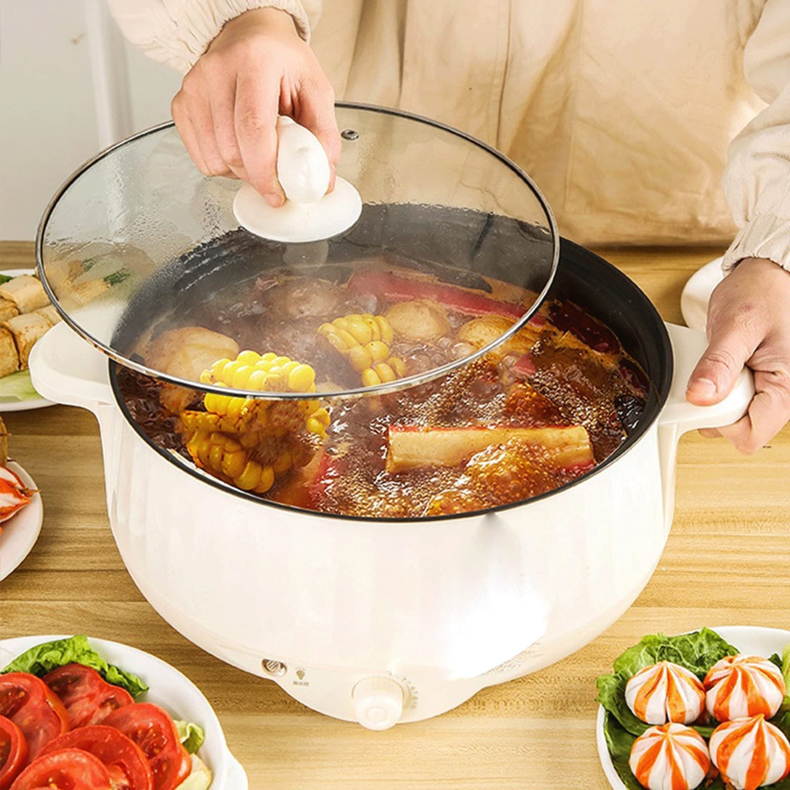 Pentola da zuppa Dormitorio Pentola elettrica Cottura Frittura e frittura Pentola all-in-One Pentola Antiaderente Padella elettrica Pentola elettrica da asporto
