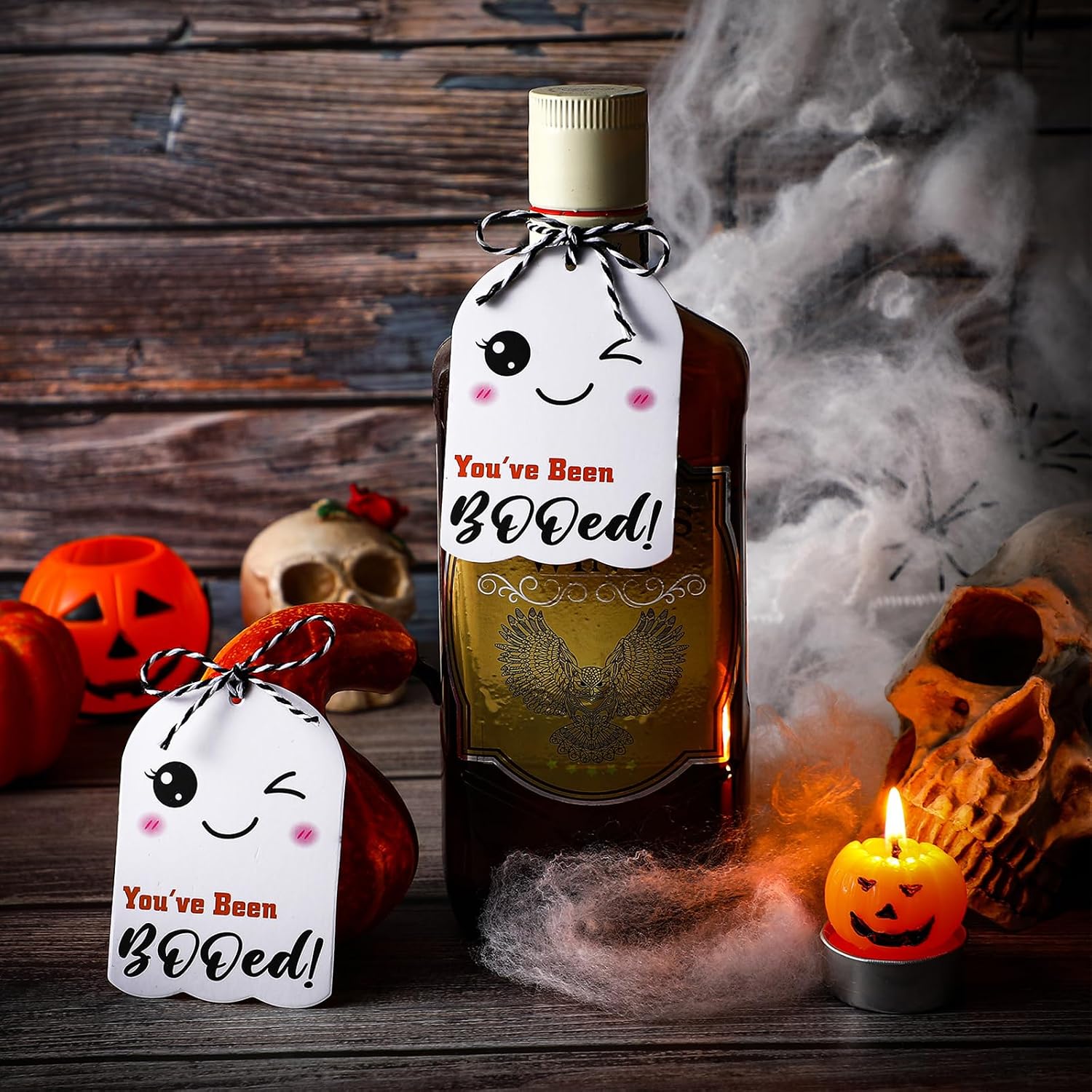 Tenceur 80 Pcs You've Been Booed Halloween Tags, Ghost Boo Gift Tags for Presents Halloween Party Favor Hanging Gift Label