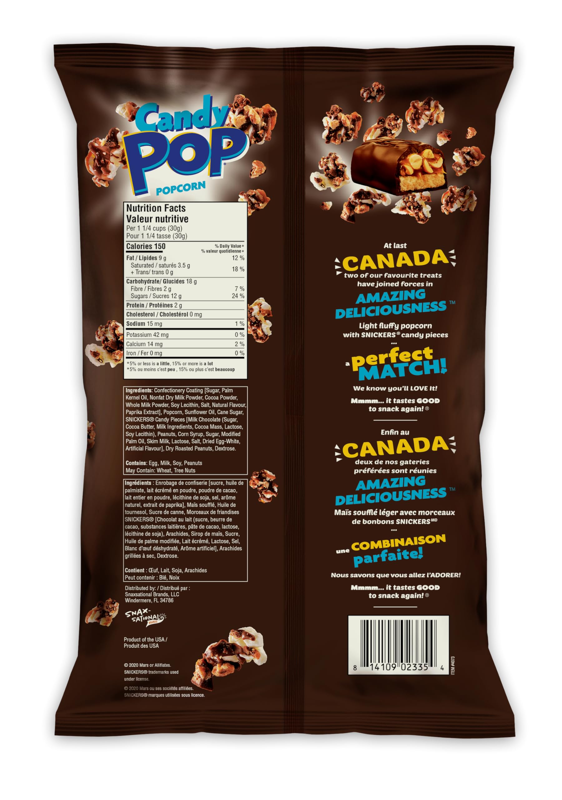 Amazon.com: CANDY POP Snickers Candy Coated Popcorn (5.25oz bags