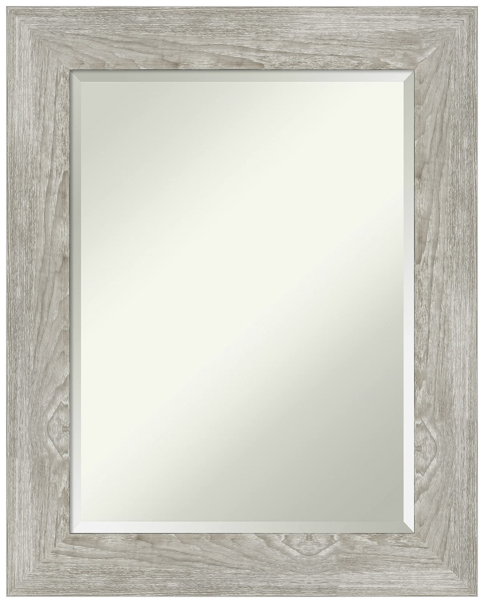 Amanti Art Beveled Bathroom Mirror (30 x 24 in.), Dove Greywash Frame - Wall Mirror Grey, Medium