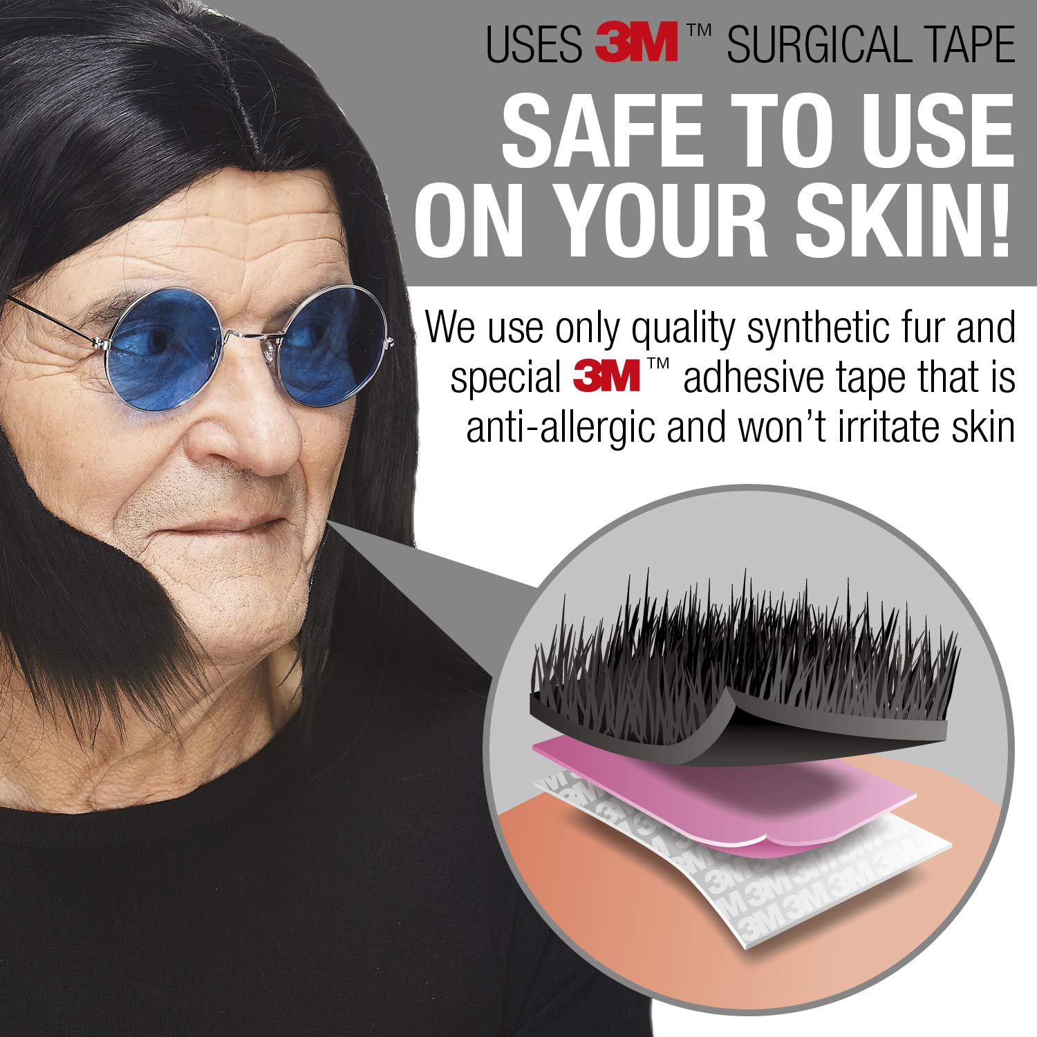 Mustaches Auto-Adhésives, Nouveauté, Réaliste, L Shaped