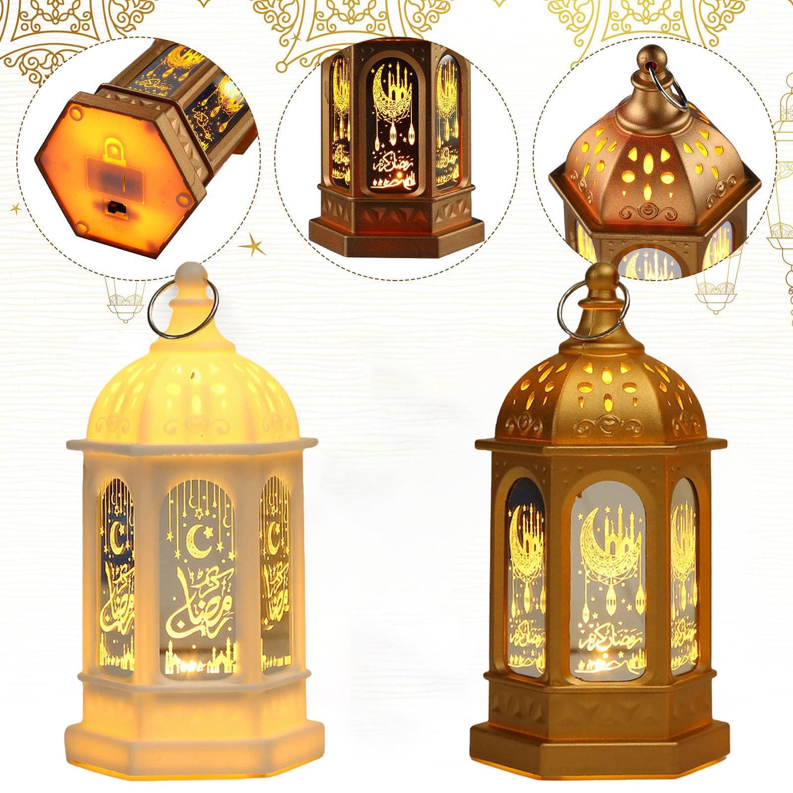 Lanterna Decorativa Ramadan - 2 Pezzi A Forma Di Luna E Stella | Luci A Batteria Per Festività - Foto 2