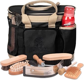 Huntley Equestrian Deluxe Grooming Bag Perfectly Designed Easy Access Multi Pocket Zipper Top Closure Double Handles Shoulder Strap Exterior Pockets