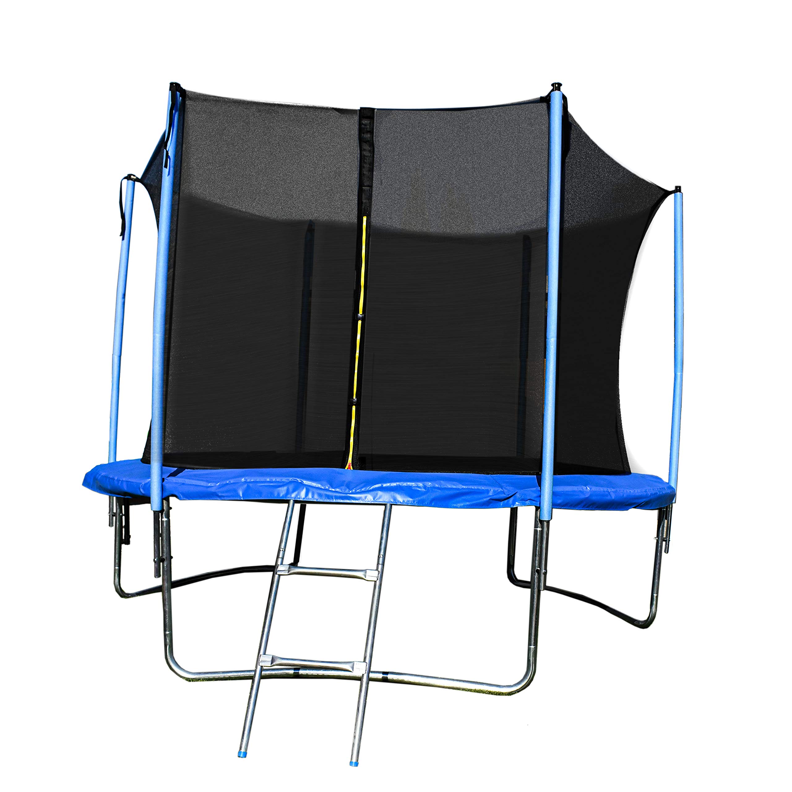 ALEKO TRP8 Trampoline Bouncer with Mesh Safety Net Enclosure Spring Pad and Ladder 8 Feet Black and Blue