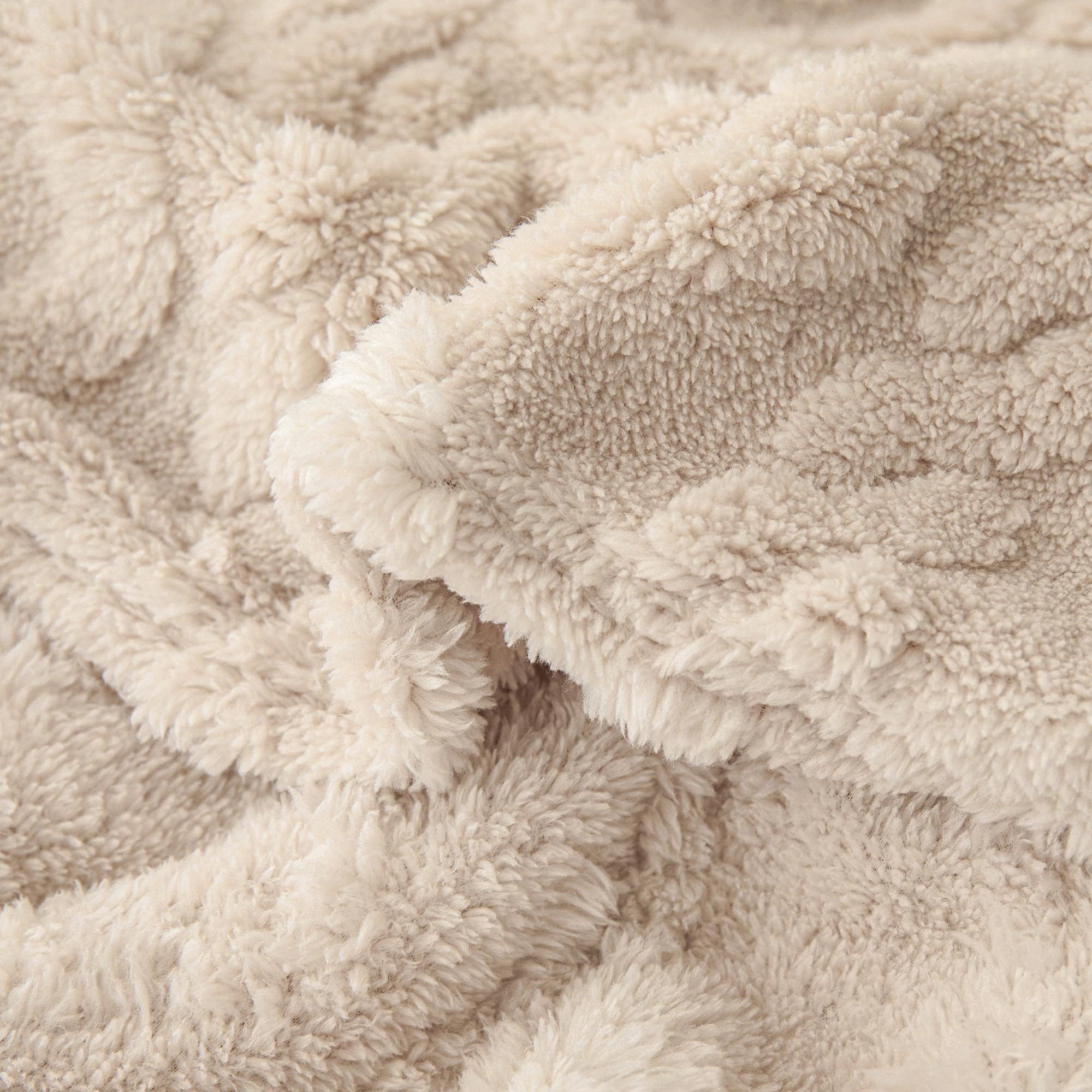 WONGS BEDDING Morbida coperta per divano, in pile, 150 x 200 cm, per letto, divano, colore beige