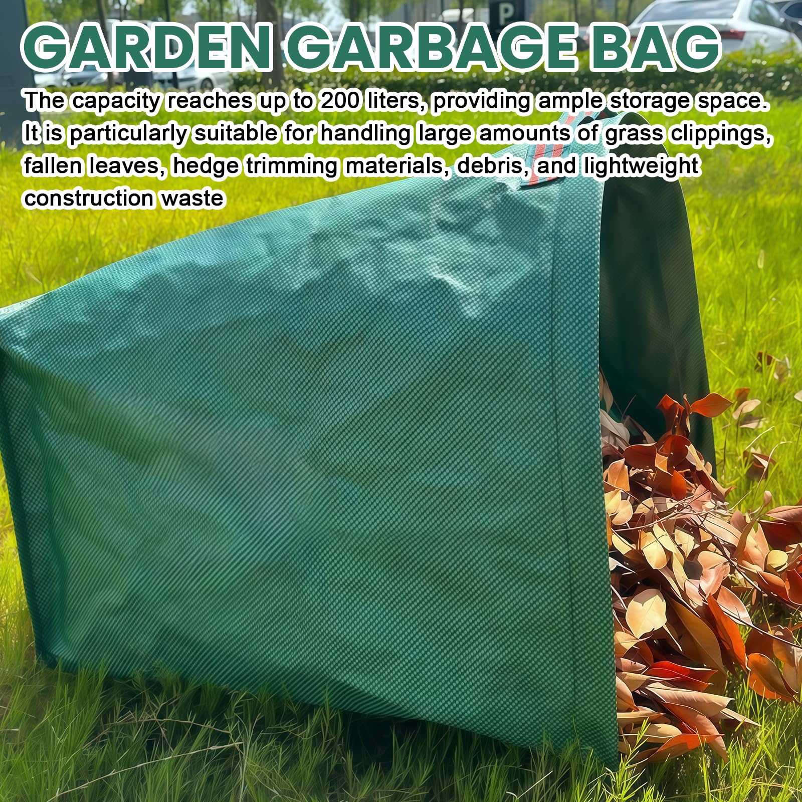 3 sacs à déchets de jardin de 200 l : sacs à feuilles mortes de jardin avec poignée, sacs poubelle de jardin réutilisables, sacs à déchets de jardin, pliables sacs à déchets de jardin, imperméables
