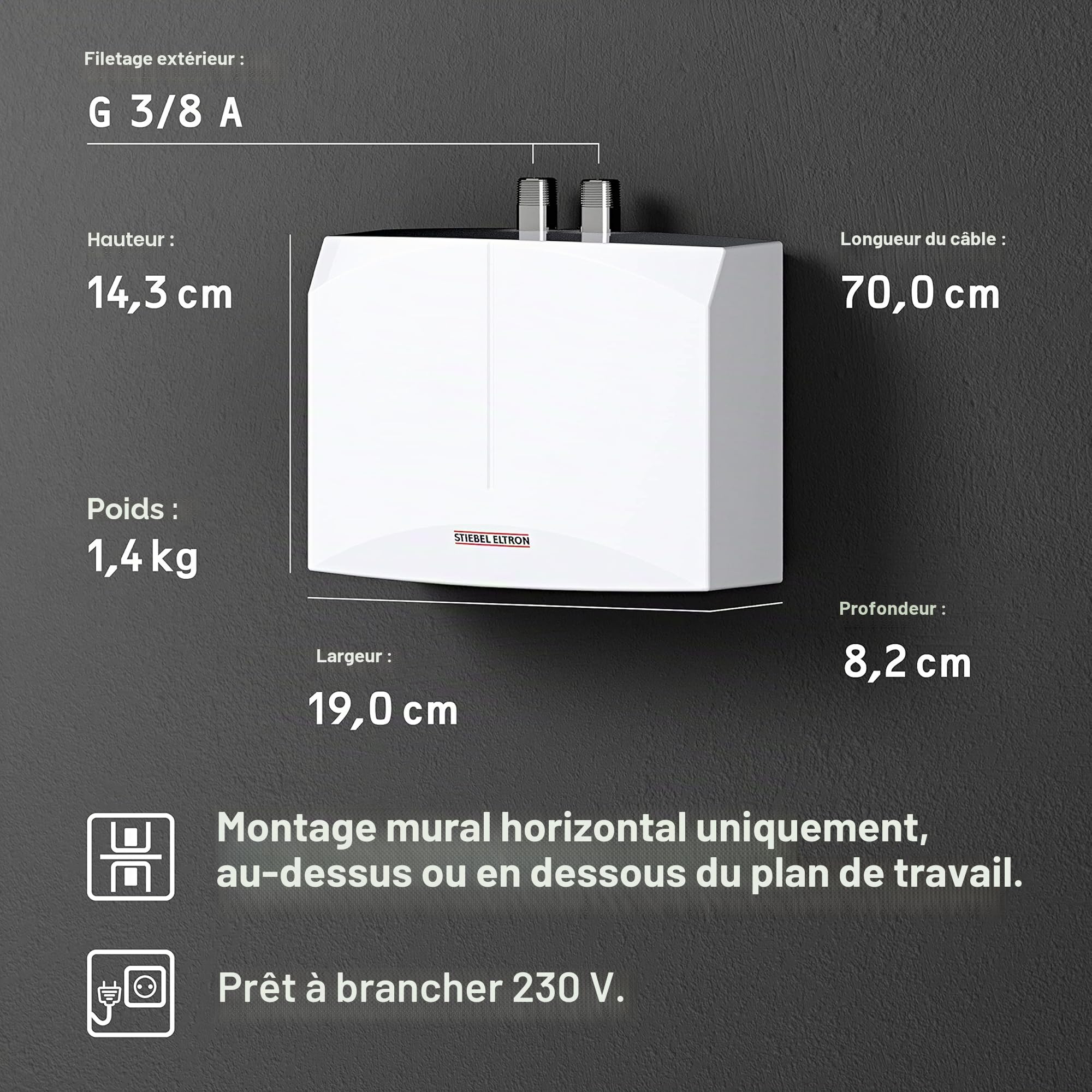 Stiebel Eltron DNM Mini chauffe-eau instantané à commande hydraulique., blanc, 185411 3.5 kilowattsW, 230 voltsV