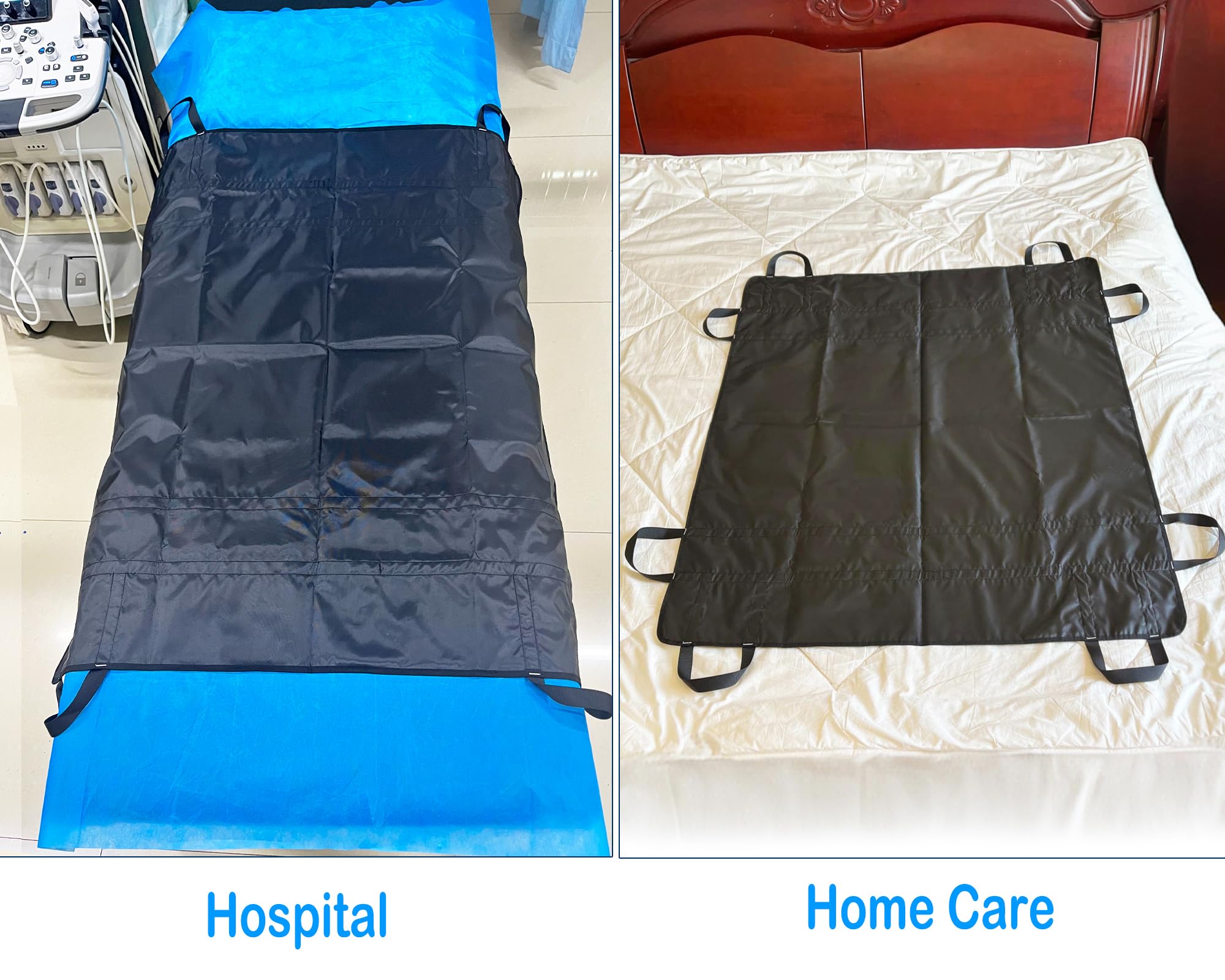 Almohadilla de cama de posicionamiento con 8 asas reforzadas, hoja de transferencia para girar, levantar y reposicionar, transferencia reutilizable, lavable, impermeable, calidad
