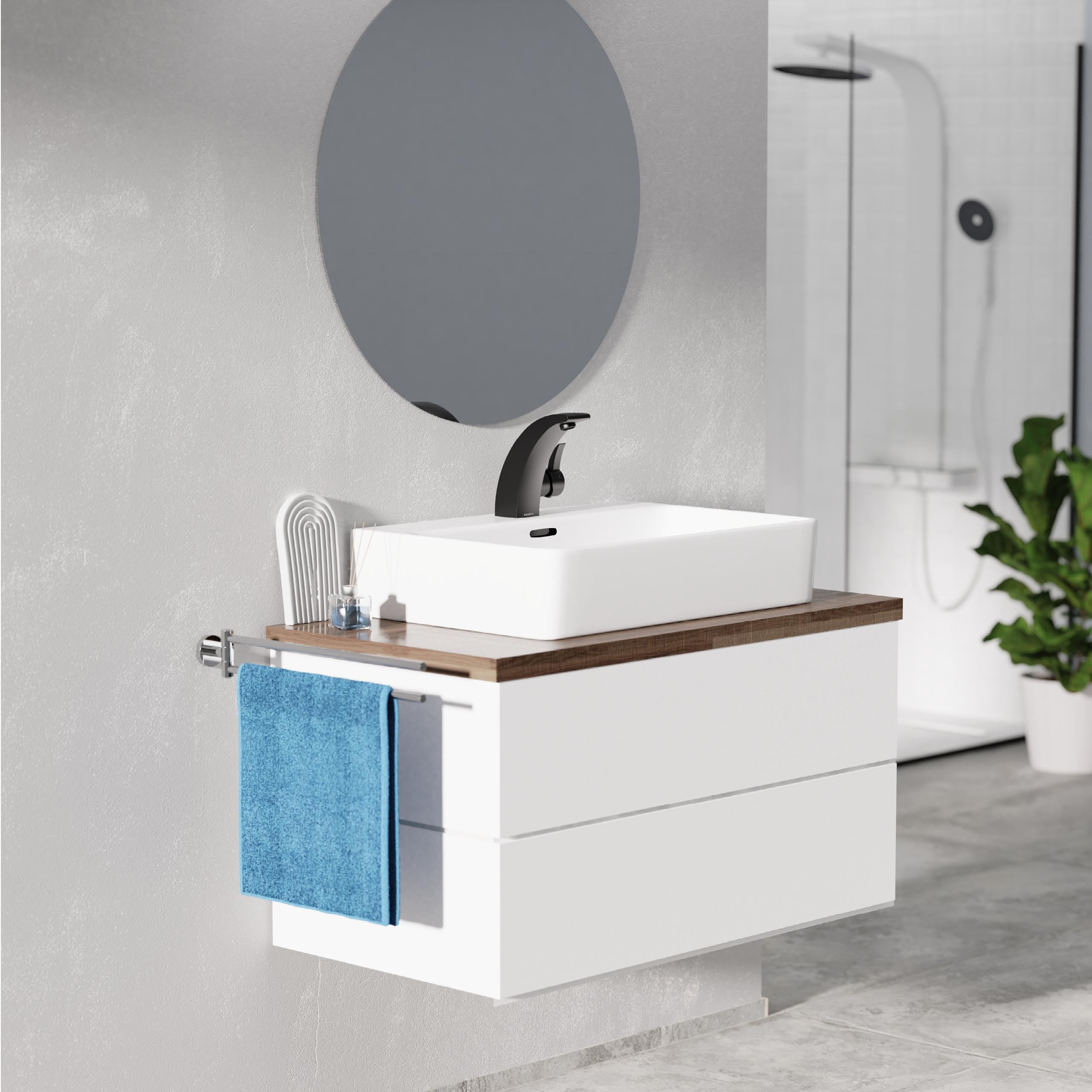 SCHÜTTE 98106 PANAMA Design Wasserhahn Bad, Moderne Waschtischarmatur fürs Badezimmer, Elegante Einhebel Mischbatterie Waschbecken mit Pop Up Abflussstopfen, Schwarz
