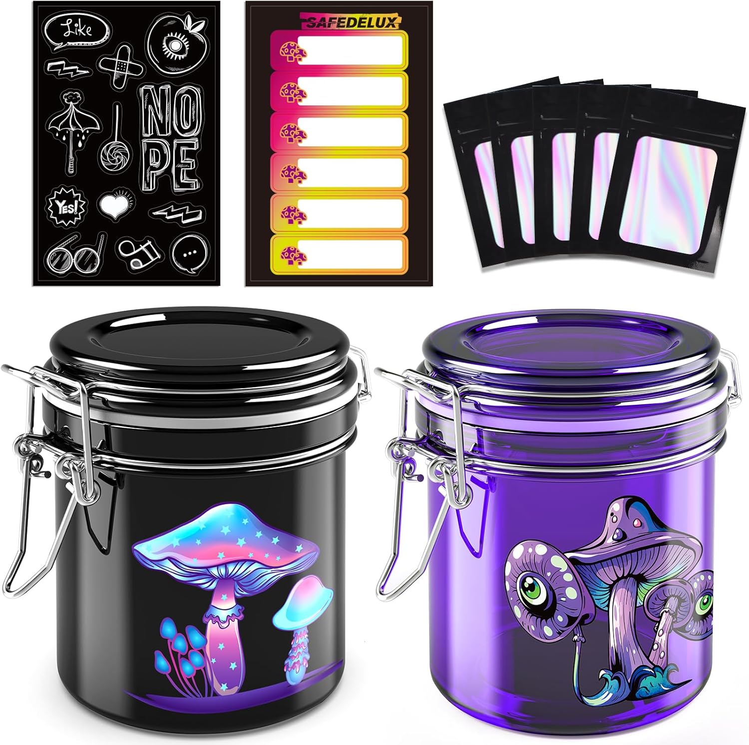 Airtight Glass Jar Half Oz (280ml), Thick UV Protection Glass Spices Fresh for Spices, Coffee, Teas & More, Months Storage Jar with Clamp Lid Double Sealed Airtight Container