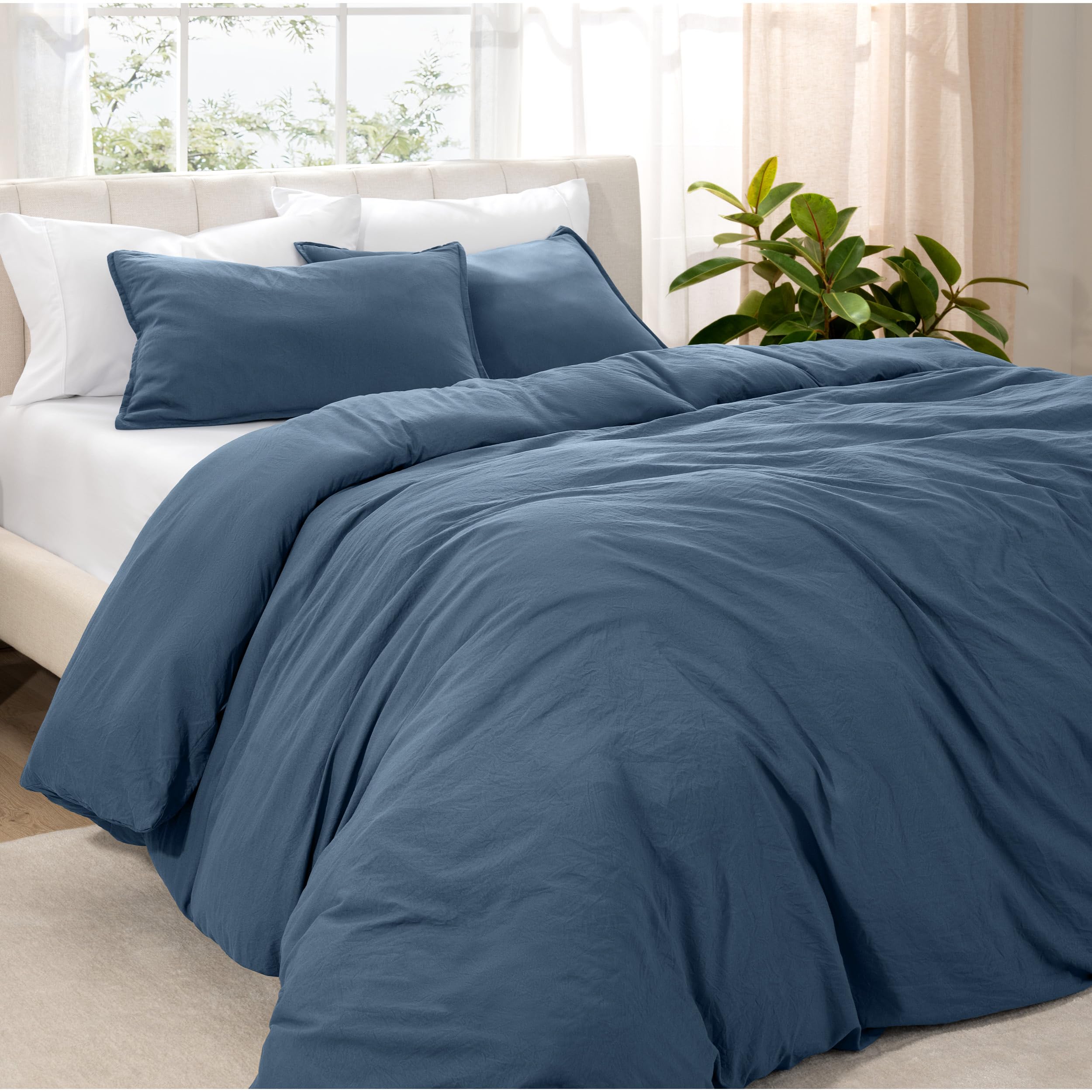Bare Home Microfiber Duvet Cover Set - Ultra Soft Washed Microfiber - Twin/Twin Extra Long - Linen-Like Look - Easy Care - Breathable Fabric - Our Softest Duvet Cover Set (Twin/Twin XL, Bering Sea)