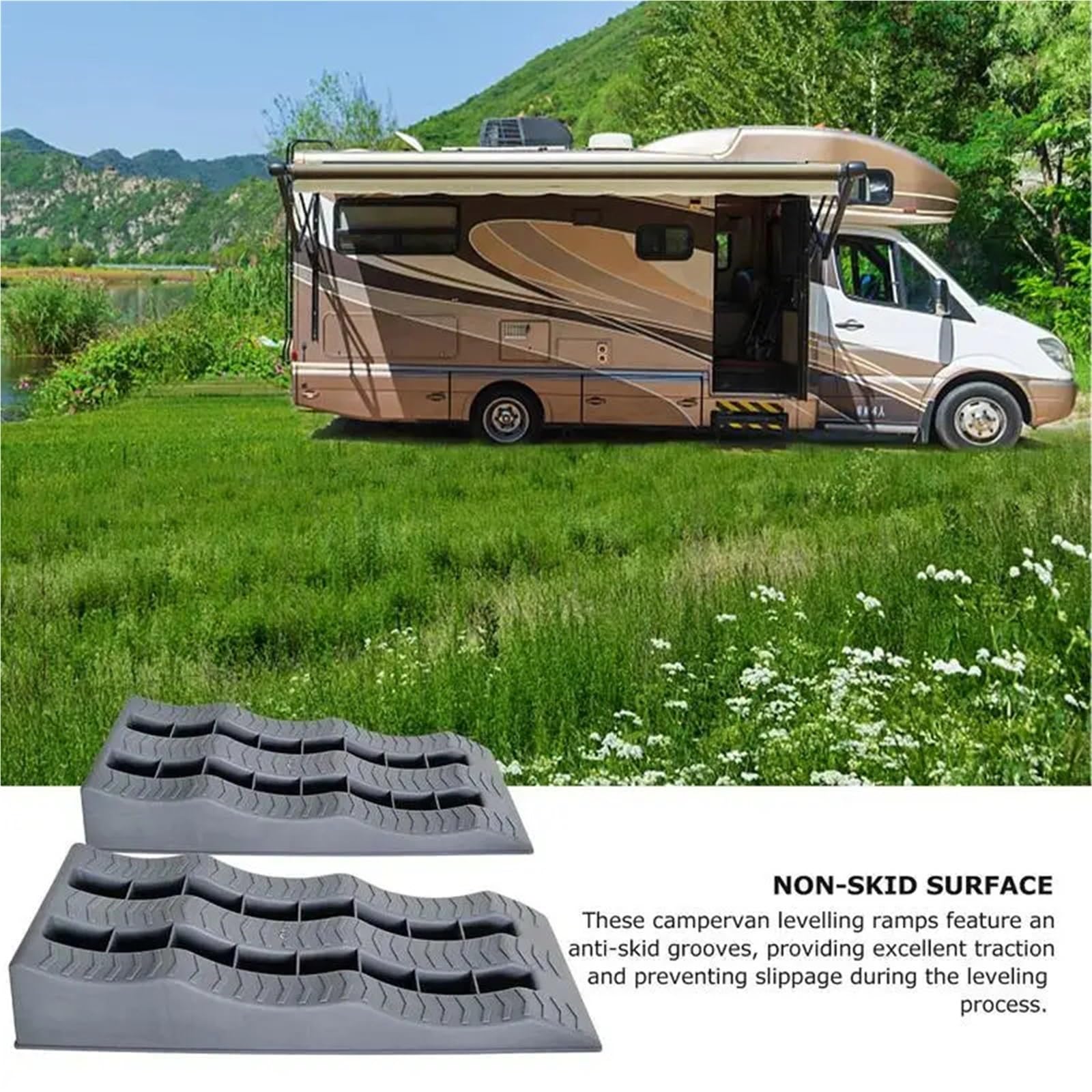 Auffahrkeile für Wohnmobil 2 stücke Anti-Slip 3-Schritt Anhänger Leveler Camper Nivellierung Blöcke Reise Rad(Yellow)