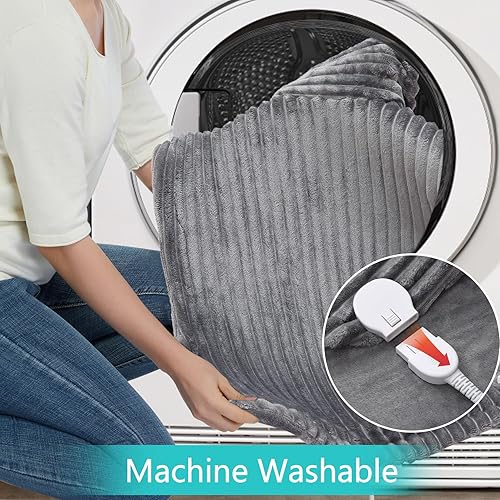 Miniatura 7 de CAROMIO Almohadilla térmica para aliviar el dolor de espalda, cuello y hombros, almohadillas térmicas eléctricas de gran tamaño, almohadilla térmica