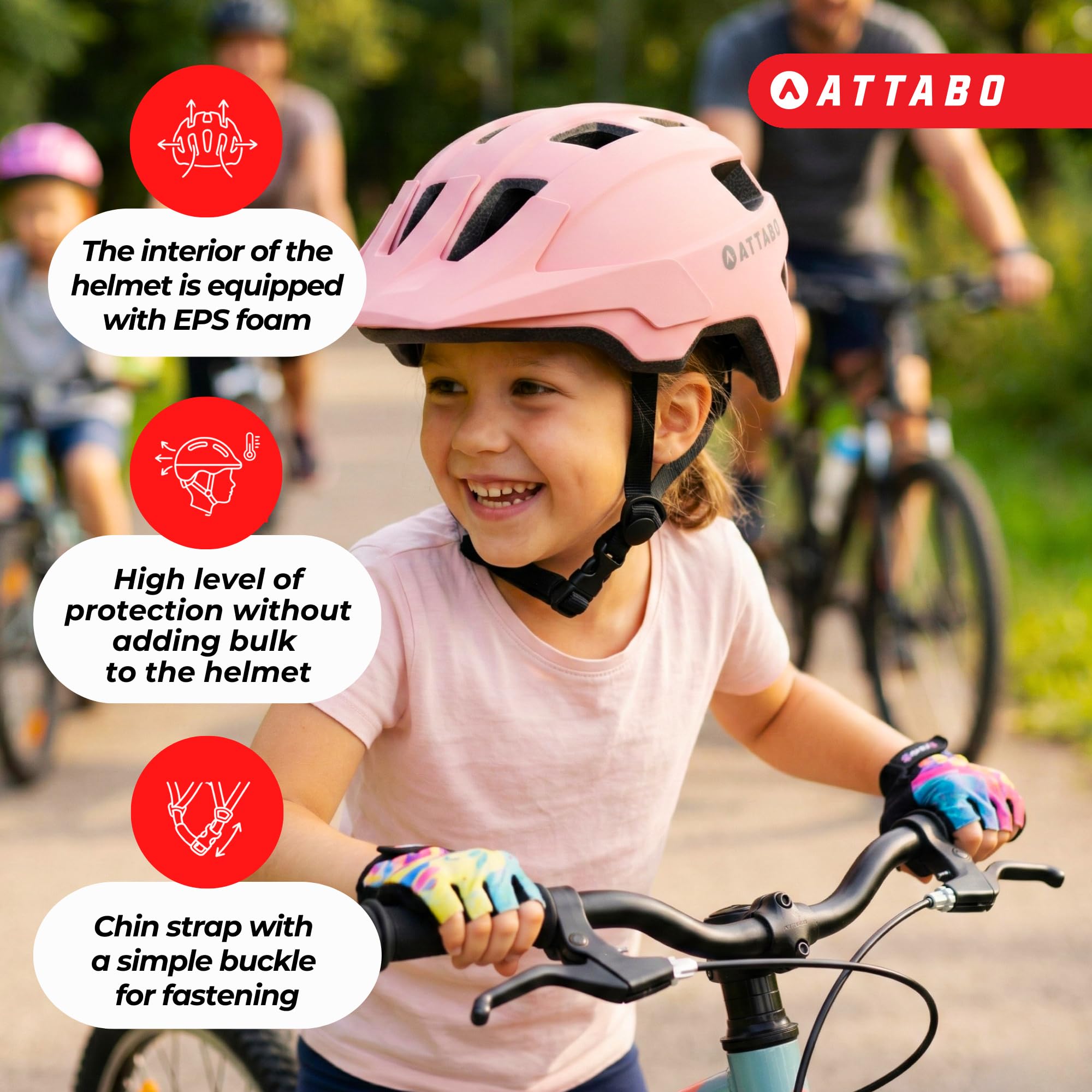 ATTABO Casco de Bicicleta Khola para Niños Talla S Casco de Bicicleta Infantil con Tecnología In-Mold con 17 Orificios de Ventilación Rueda de Ajuste Material PC Duradero Azul|Violeta