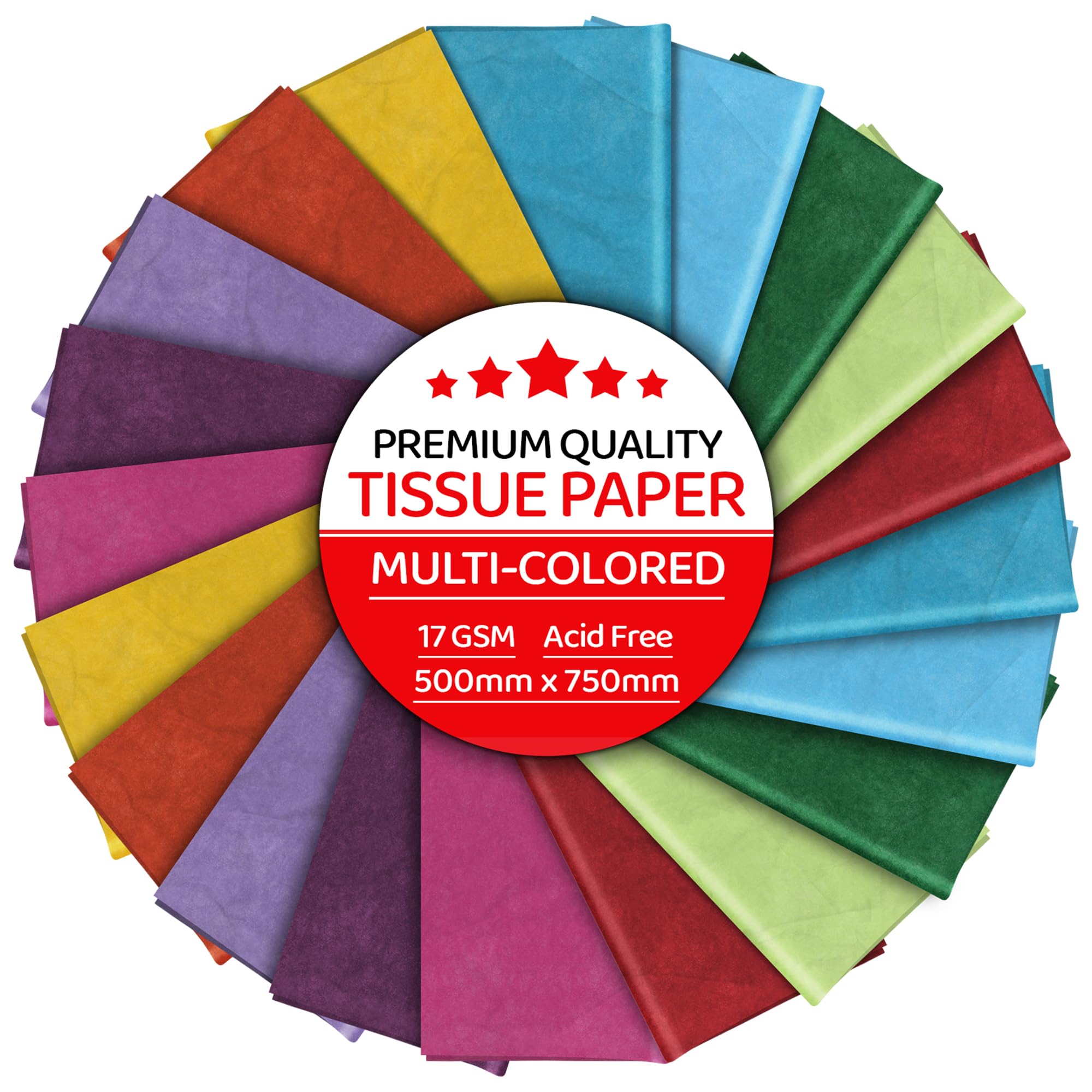 Multi Coloured Tissue Paper 100 Sheets, YUNJU Gift Wrap, MF and Acid Free, Large 20 X 30 Size, Wrapping Decorative Sketch and Cutting Paper for Art Craft & Packing โ image 1