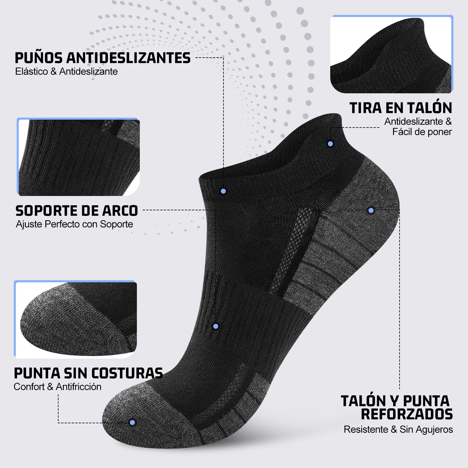 10/20 Pares Calcetines Tobilleros Hombre Mujer, Calcetines Cortos Algodón Transpirables, Ideales para Deporte, Correr, Casa, Trabajo, Verano
