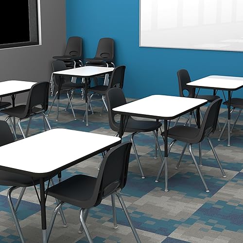 Miniatura 2 de FDP - Mesa rectangular de borrado en seco para actividades escolares y de oficina (24 x 36 pulgadas), patas estándar con deslizadores giratorios,