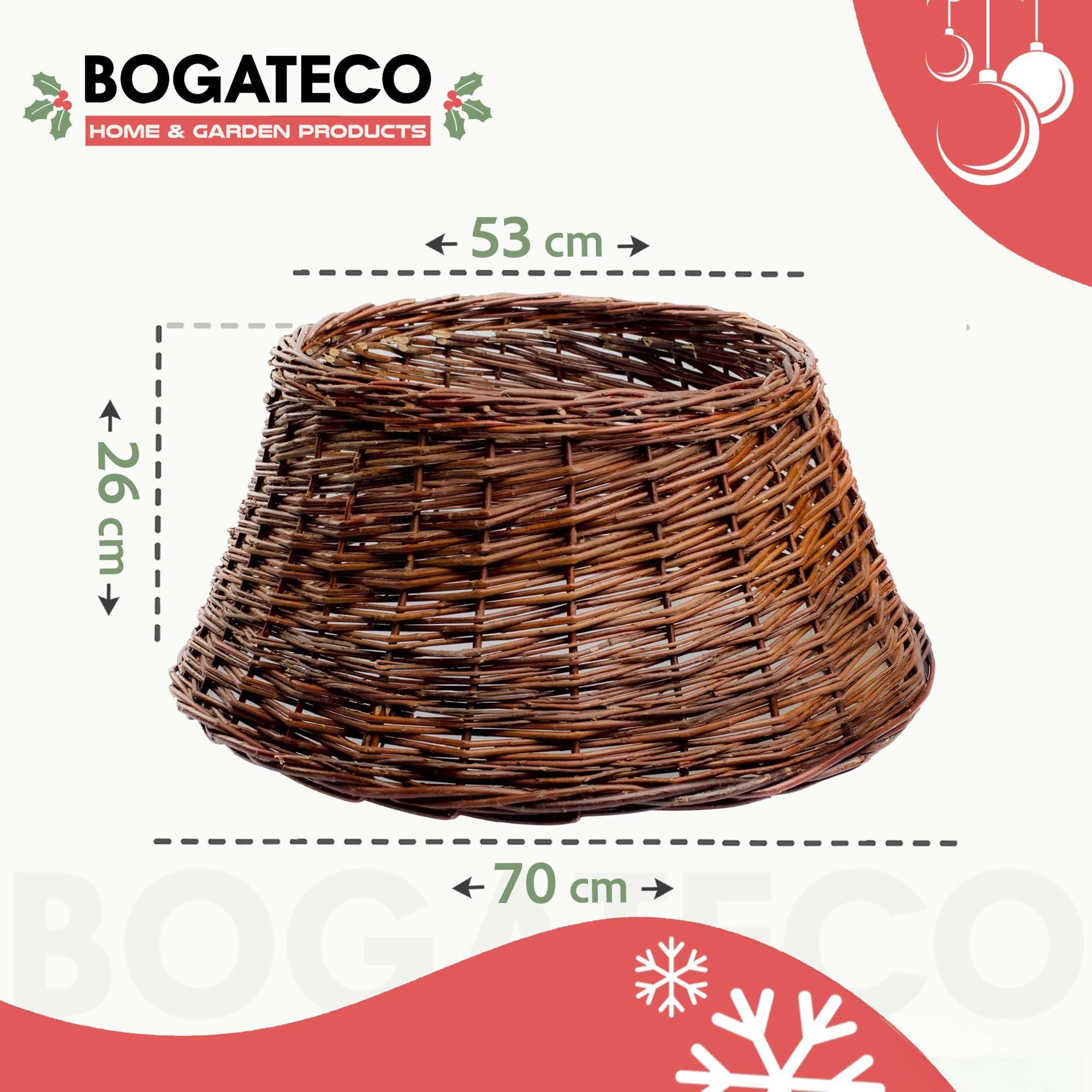 BOGATECO Weidenkorb Für Weihnachtsbaum - Natur Weide, 50cm Durchmesser