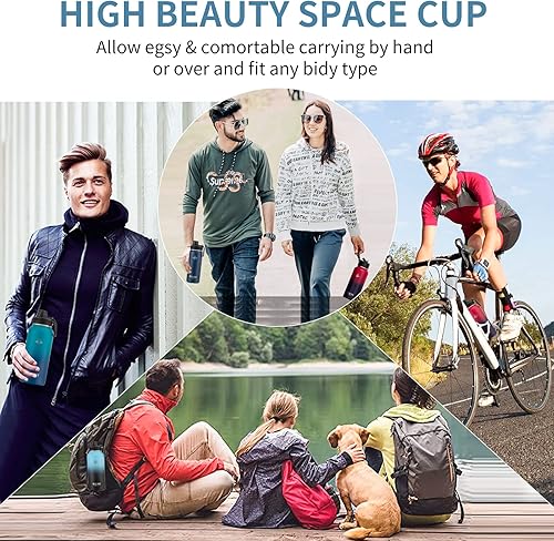 Miniatura 8 de LANGE HOME Botella de agua de acero inoxidable  Botella de agua deportiva aislada con popote y diseño degradado rojo morado, botella de agua fría