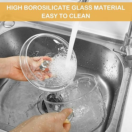 Miniatura 3 de GANAZONO Olla de vidrio de borosilicato alto con tapa, olla transparente de doble asa para uso doméstico, perfecta para sopas y fideos