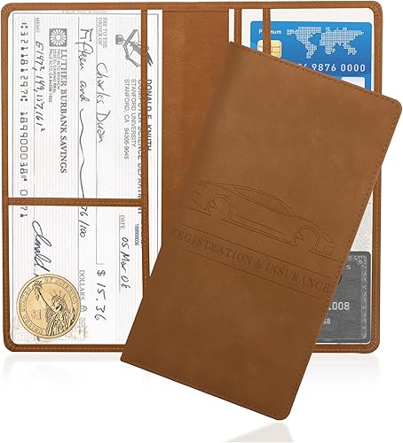 Miniatura 12 de Soporte para Registro y Seguro de Automóvil, Organizador de Guantera de Cuero Sintético para Documentos de Coche, Soporte para Cédula de Identidad