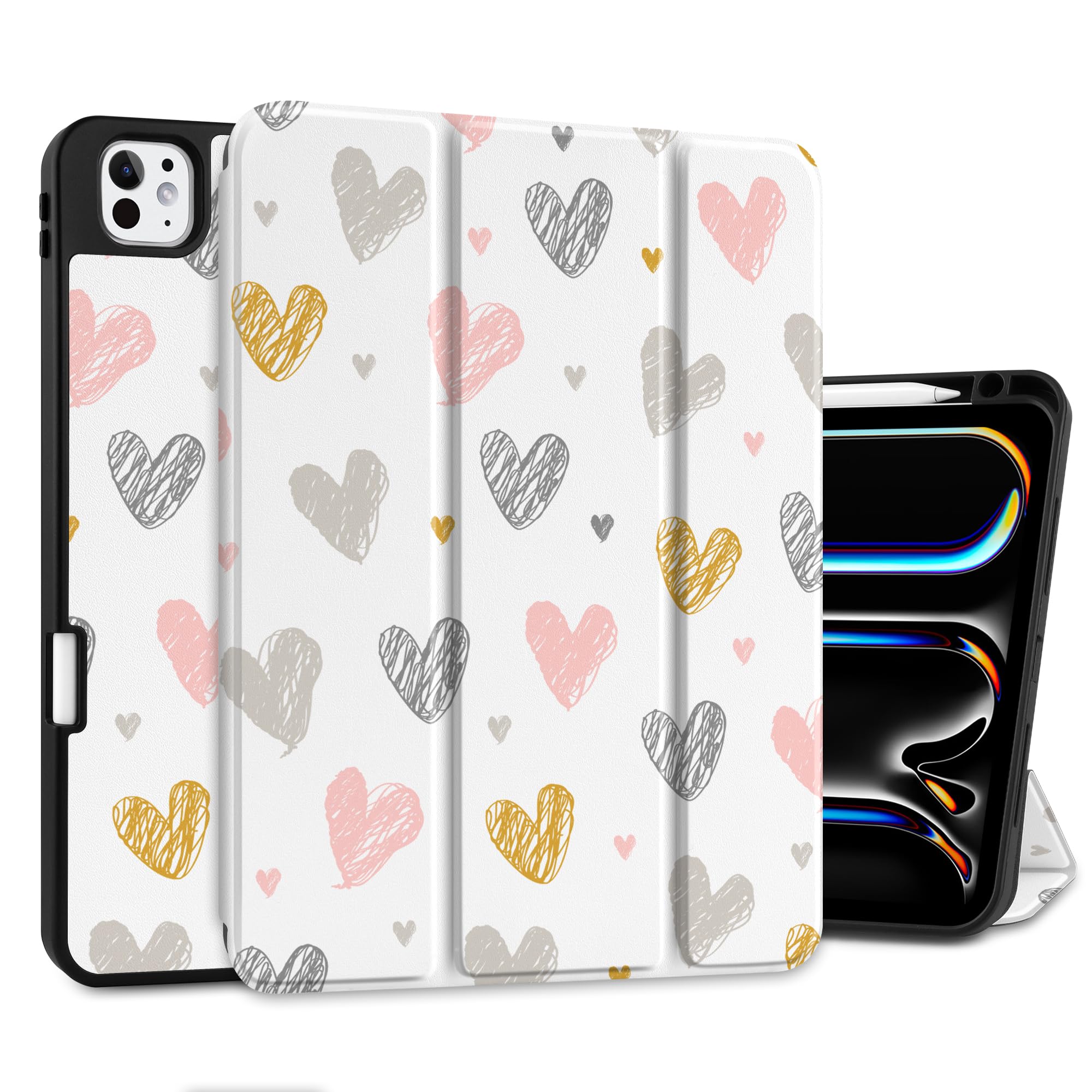 DONGKE Case for iPad Pro 13 inch (M5 2025 / M4 2024) – [Built-in Pencil Holder] Ultra Slim PU Leather Trifold Stand Cover with Soft TPU Back, Auto