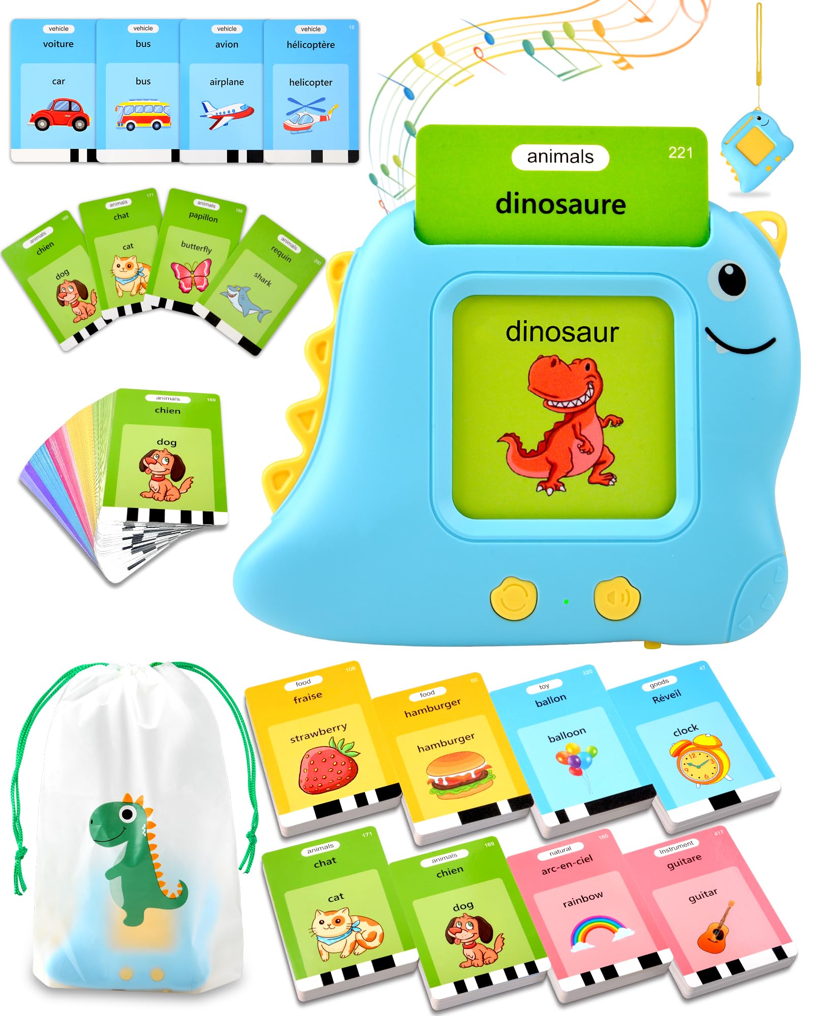 510 Wörter Sprechende Flash-Karte Französisch, Spielen Kinder von 2 bis 6 Jahren, Lernkarten für Kinder Geburtstagsgeschenke Blu (Französisch/Englisch/Zweisprachig)