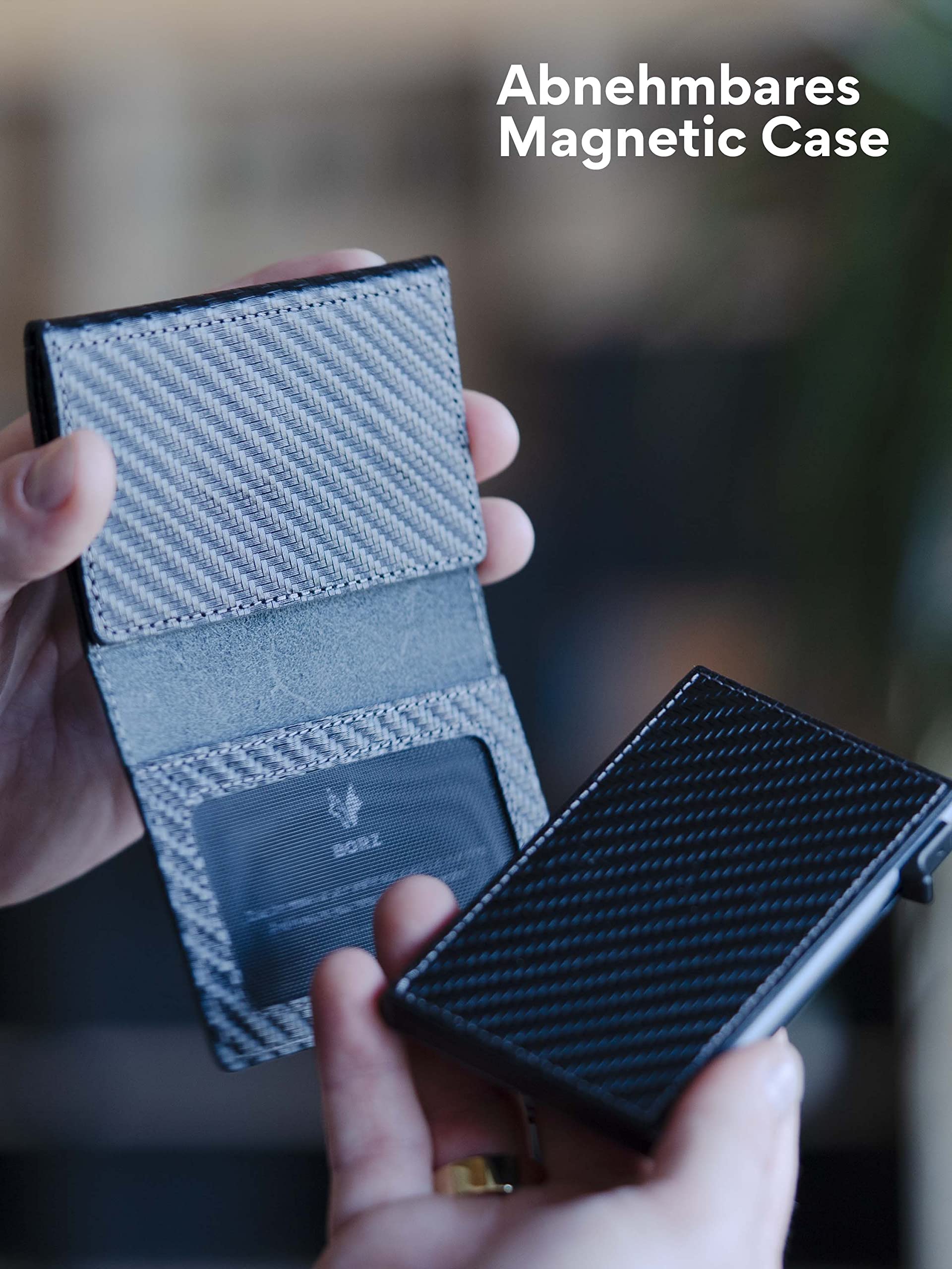 Slim Wallet mit Münzfach AirTag kompatibel I Kartenetui mit RFID Schutz I Mini Geldbörse Cardholder I Geldbeutel für Karten & Scheine aus echtem Leder für Herren & Damen