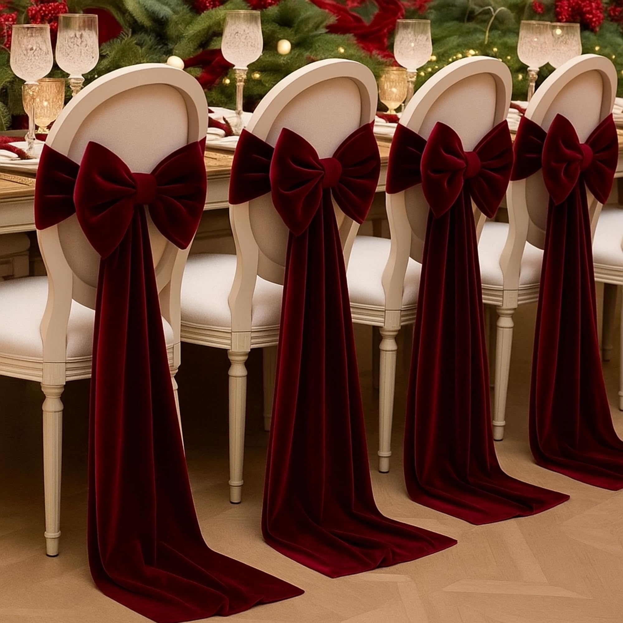 burgundy velvet chair ties for wedding reception