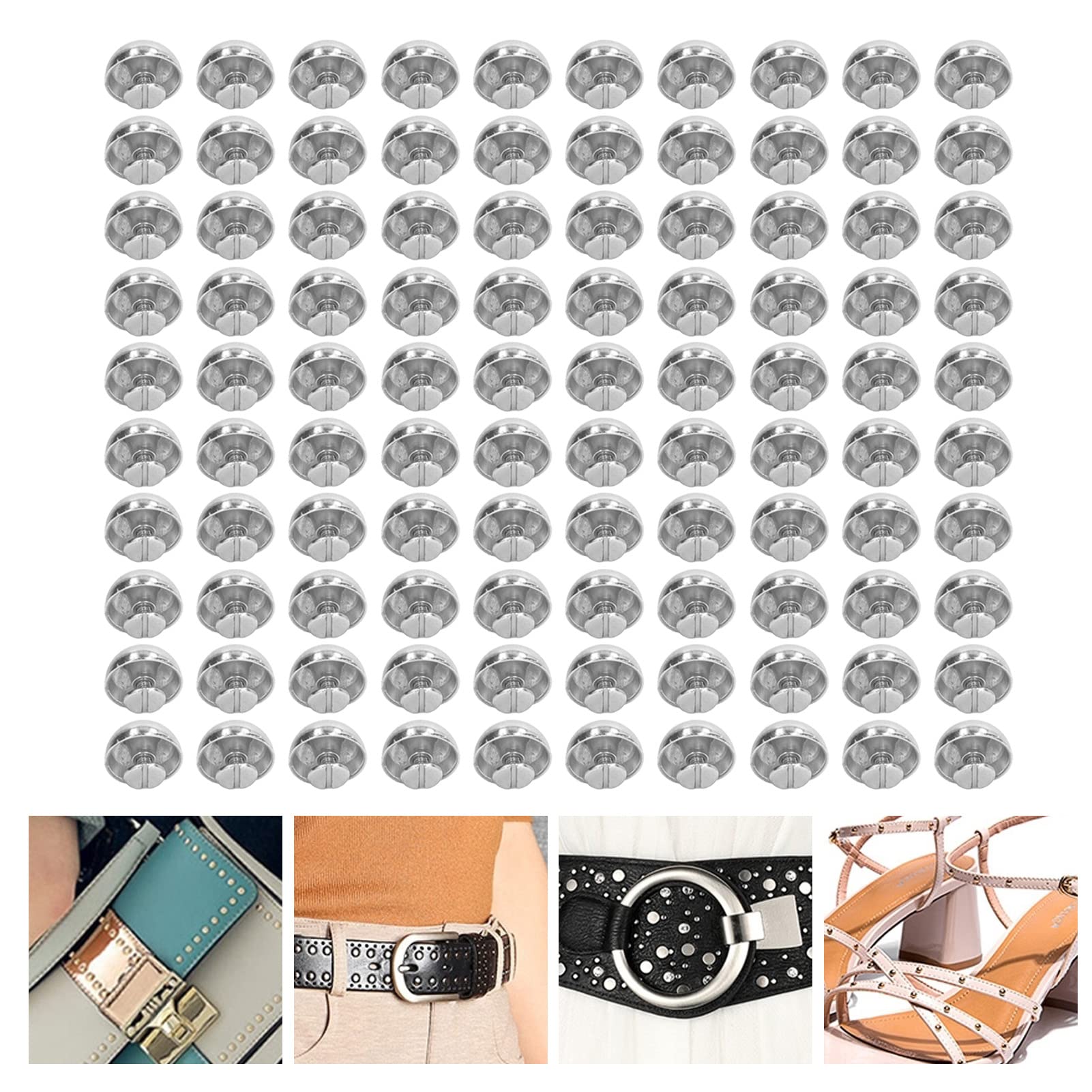 100 Stücke Rundkopfnieten, 15 MM Doppelkappennieten Aus Galvanisiertem Legierungsmaterial, Geeignet Zum Heimwerken, Dekorieren Von Punk Kleidung, Schuhen, Taschen, Haustierhalsbändern(Silber)