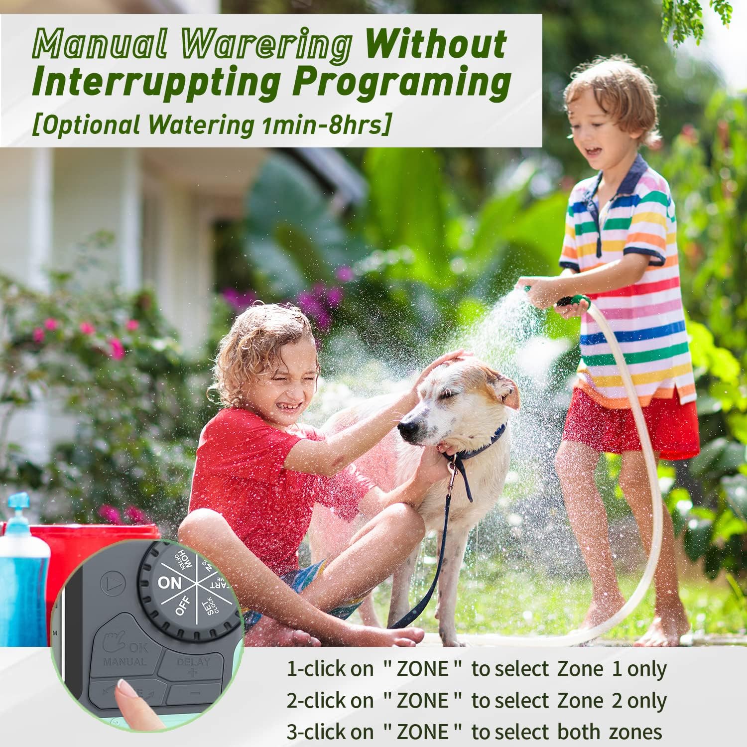 RAINPOINT Sprinkler Timer, Water Timer for Garden Hose Faucet, Programmable Water Timer with Rain Delay/Manual/Automatic Irrigation System, Outdoor Irrigation Timer Controller for Lawn, Yard, 2 Zones : Patio, Lawn & Garden