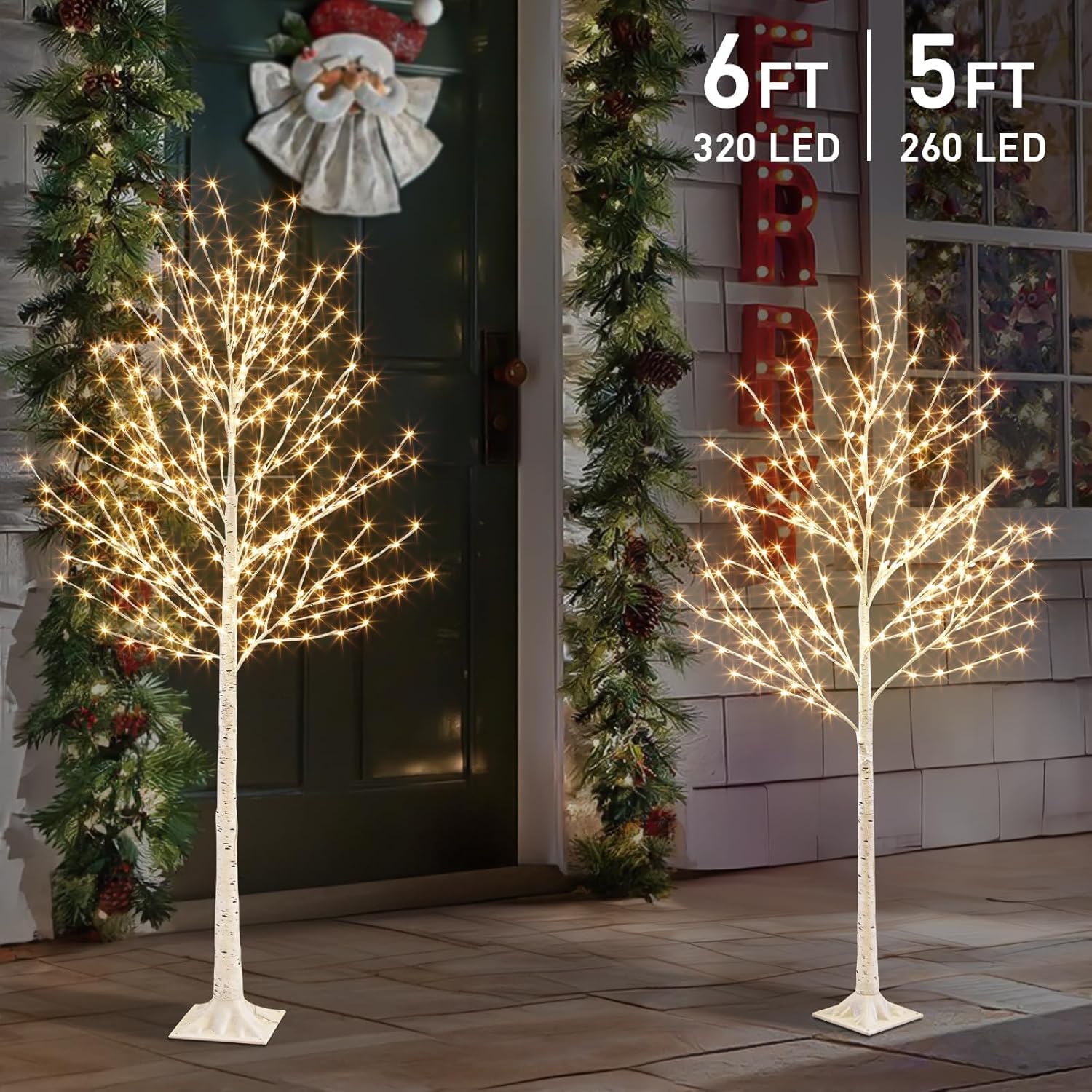 2er Pack Lichterbaum Lichterzweige mit 580 Warmweißen LEDs Groß Weihnachtsdeko Aussen mit Timer & Dimmfunktion Weihnachtsbaum für Weihnachten Hochzeit Geburtstag Party Wohnzimmer 1,5 + 1,8m