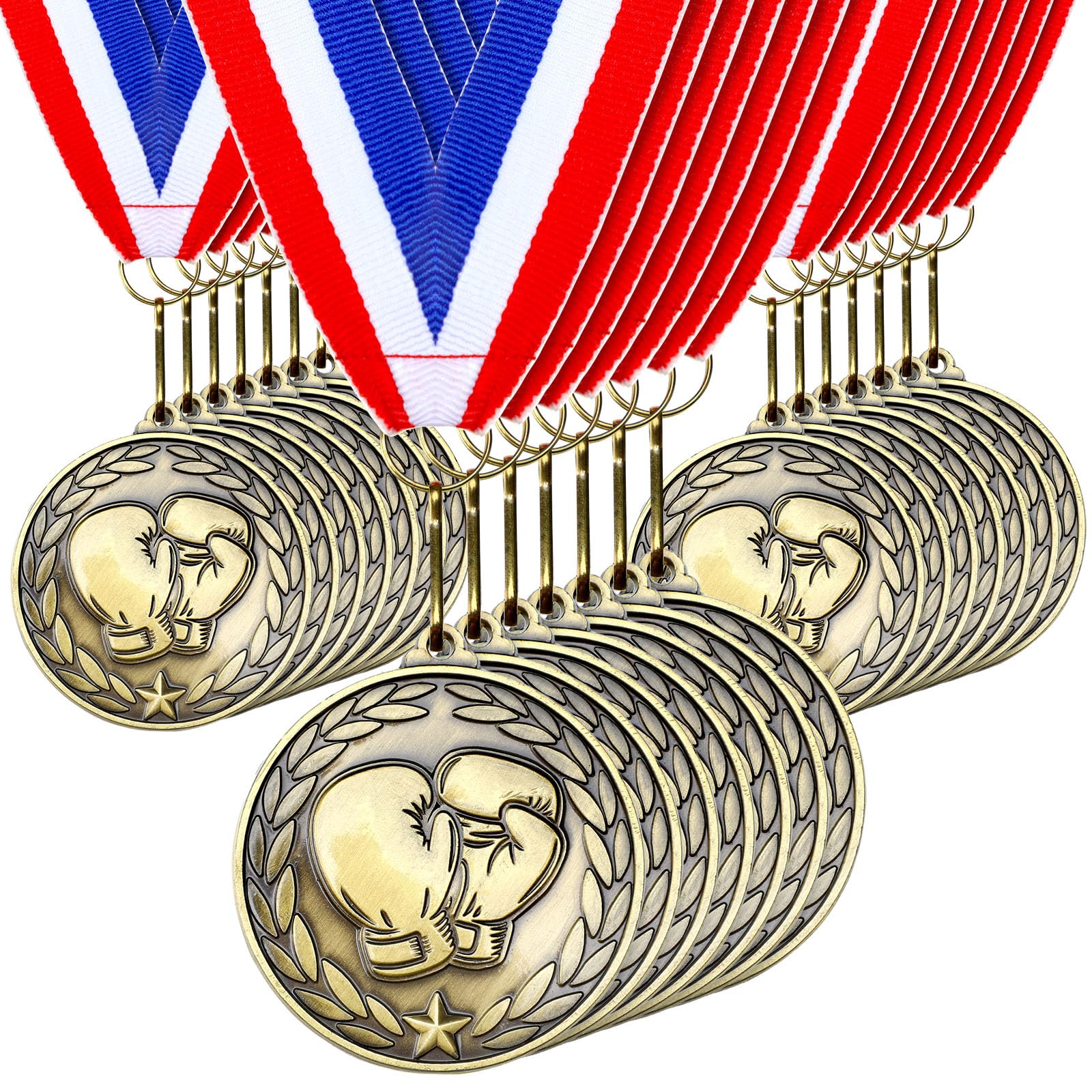 Remuuly 30 medallas de premio a granel de 2 pulgadas, ganador del premio de oro de metal con cintas para el cuello, premio de premio para torneos, partidos, equipos de competición deportiva, adultos