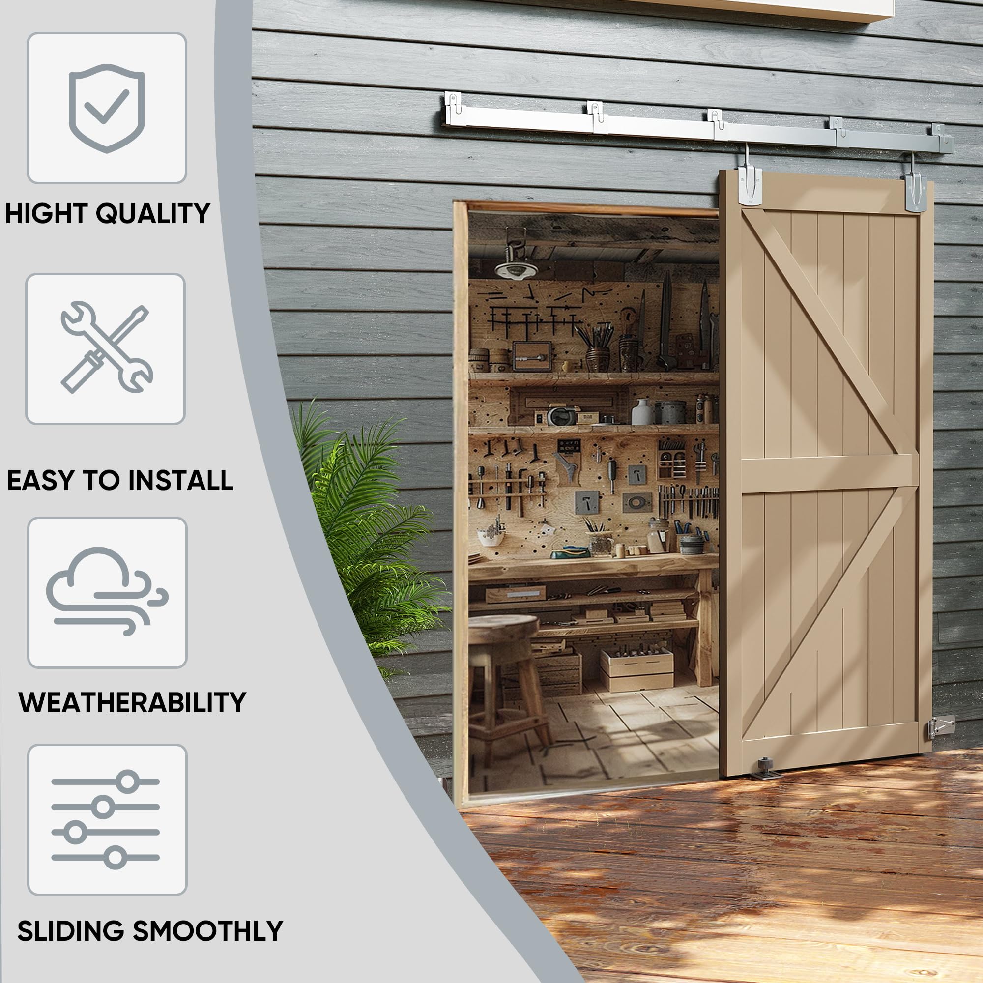 Snapklik.com : JUBEST 8FT Box Rail Exterior Barn Door Hardware Kit ...