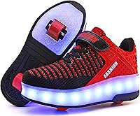 Ufatansy Kids Roller Skate Shoes with Retractable Wheels, USB Rechargeable LED Lights - Beginner Sneakers for Boys & Girls